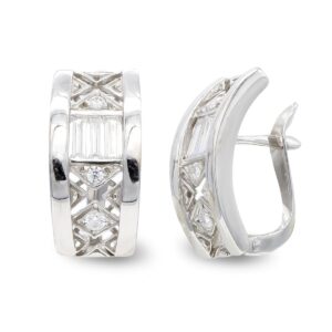 18K PENDIENTES ORO BLANCO BARRITAS Y CIRCONITAS