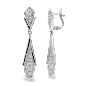 18K PENDIENTES ORO BLANCO LARGOS CIRCONITAS