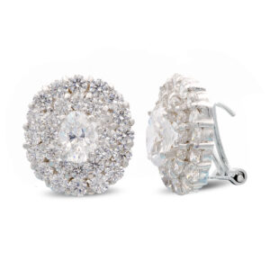 18K PENDIENTES ORO BLANCO CIRCONITAS 14X12 MM