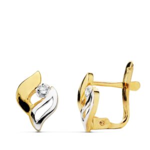 18K PENDIENTES BICOLOR CIRCONITAS 9X6 MM