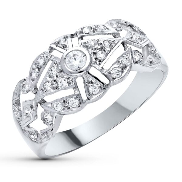 18K SORTIJA ORO BLANCO CIRCONITA ANCHO 10 MM