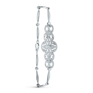 18K PULSERA ORO BLANCO SEMIRIGIDA CIRCONITA 18 CM CIERRE MOSQUETON