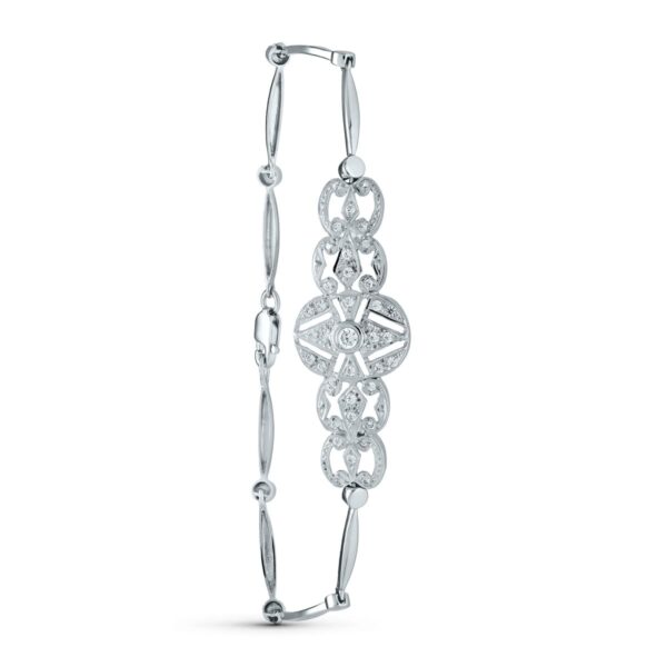18K PULSERA ORO BLANCO SEMIRIGIDA CIRCONITA 18 CM CIERRE MOSQUETON