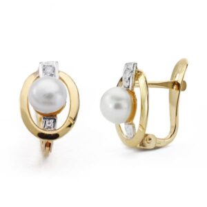 18K PENDIENTES COMUNION PERLA CIRCONITA 10X7 MM