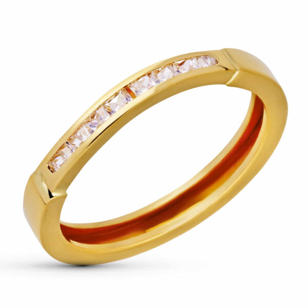 18K SORTIJA ORO AMARILLO CARRIL CIRCONITA ANCHO 3MM