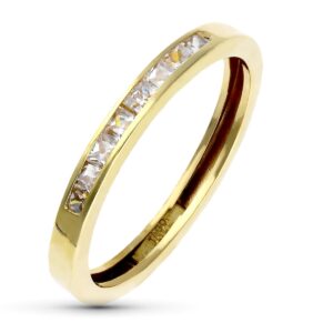 18K SORTIJA ORO AMARILLO CARRIL CIRCONITAS ANCHO 3 MM