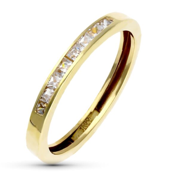 18K SORTIJA ORO AMARILLO CARRIL CIRCONITAS ANCHO 3 MM