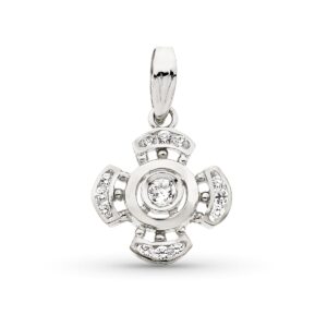 18K CRUZ ORO BLANCO CON CIRCONITAS 19X16 MM