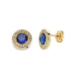 18K PENDIENTES PIEDRA AZUL. 5MM CIRCONITAS