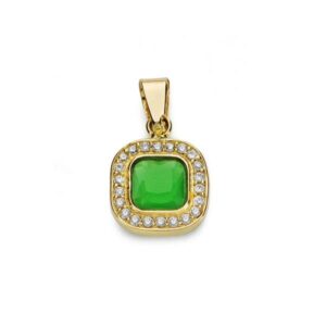 18K COLGANTE PIEDRA VERDE Y CIRCONITA 9X9 MM