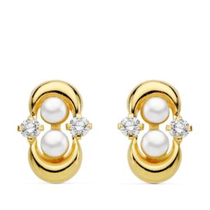 18K PENDIENTES COMUNION PERLA Y CIRCONITAS