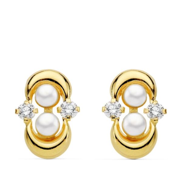 18K PENDIENTES COMUNION PERLA Y CIRCONITAS