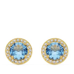 18K PENDIENTES PIEDRA AZUL CLARO 9 MMCIRCONITAS
