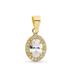 18K COLGANTE ORO AMARILLO OVAL CON CIRCONITAS 10X8 MM