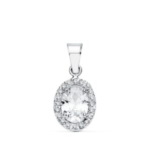 18K COLGANTE ORO BLANCO OVAL CIRCONITAS 10X8 MM