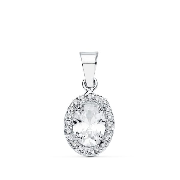 18K COLGANTE ORO BLANCO OVAL CIRCONITAS 10X8 MM