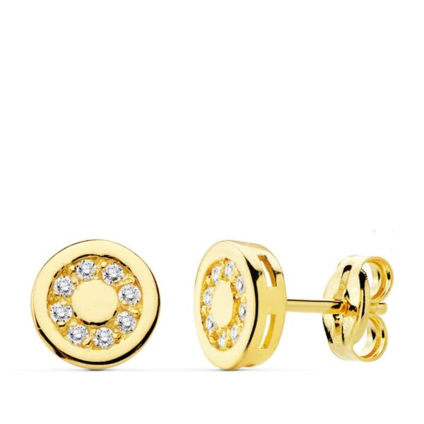 18K PENDIENTES REDONDOS CIRCONITAS 7 MM
