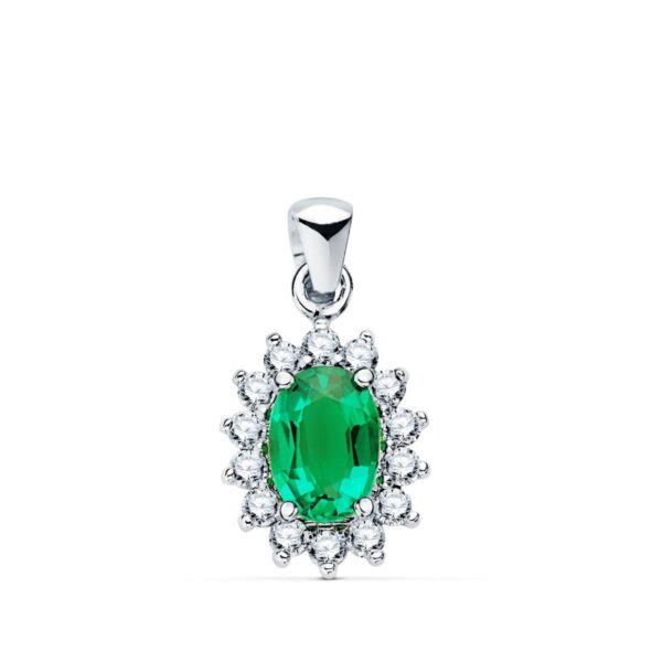18K COLGANTE O.BLANCO ESMERALDA 1.10 QT. 14 DIAMANTES 0.42 QTS. SI-H. 11X9 MM