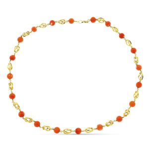 18K COLLAR ORO AMARILLO JAULA CORAL FINO JAPONES 8 MM 50 CM