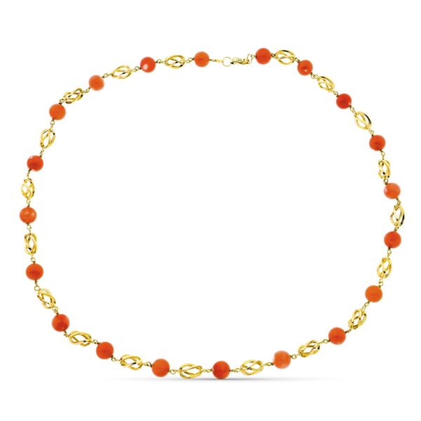 18K COLLAR ORO AMARILLO JAULA CORAL FINO JAPONES 8 MM 50 CM