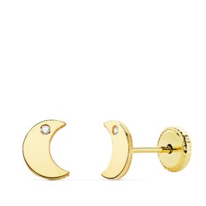 18K PENDIENTES ORO AMARILLO LUNA CIRCONITA 6.5X5 MM