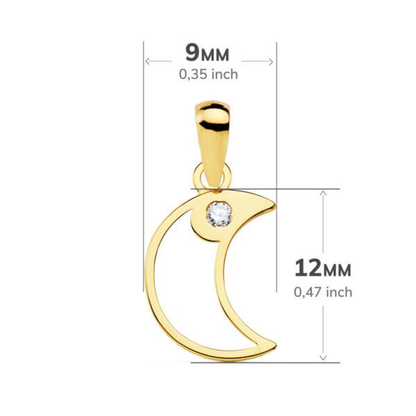 18K COLGANTE LUNA CIRCONITA 12X9 MM - Imagen 2