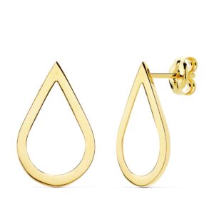 18K PENDIENTES GOTA LISOS. 18X10 MM CIERRE PRESIÓN