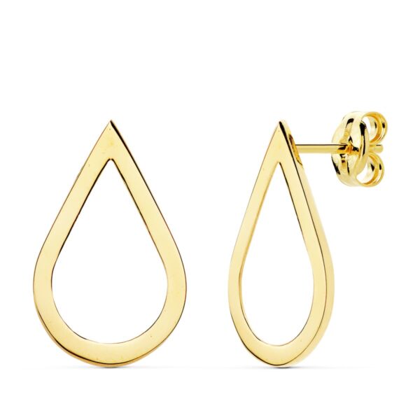 18K PENDIENTES GOTA LISOS. 18X10 MM CIERRE PRESIÓN