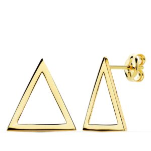 18K PENDIENTES TRIANGULO LISO 14X13 MM CIERRE PRESIÓN