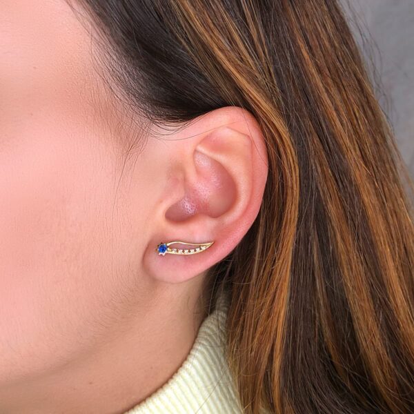 18K PENDIENTES TREPADORES 19X5 MM CIRCONITAS-SOLES - Imagen 2