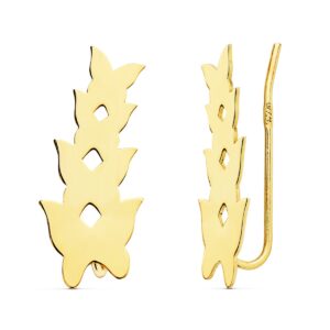 18K PENDIENTES TREPADORES 20X9 MM MARIPOSAS
