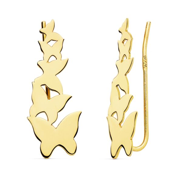 18K PENDIENTES TREPADORES MARIPOSAS 22X9 MM