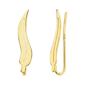 18K PENDIENTES TREPADORES HOJA 21X5 MM