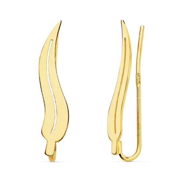 18K PENDIENTES TREPADORES HOJA 21X5 MM
