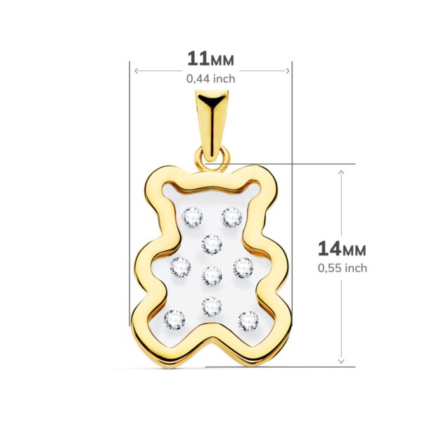 18K COLGANTE ORO AMARILLO OSO AIRSHINE TRANSPARENTE CON CIRCONITAS 14X11 MM - Imagen 2
