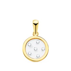 18K COLGANTE ORO AMARILLO REDONDO AIRSHINE TRANSPARENTE CON CIRCONITAS 11 MM