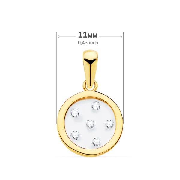 18K COLGANTE ORO AMARILLO REDONDO AIRSHINE TRANSPARENTE CON CIRCONITAS 11 MM - Imagen 2