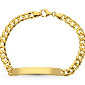 18K ESCLAVA ORO AMARILLO MACIZA BARBADA 21 CM 6 MM