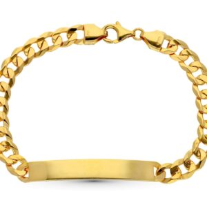 18K ESCLAVA ORO AMARILLO BARBADA MACIZA 21 CM 7 MM