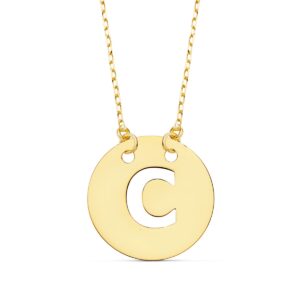 18K COLGANTE LETRA " C " 15 MM CADENA FORZADA 42 CM