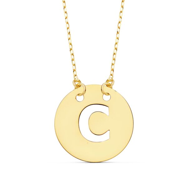 18K COLGANTE LETRA " C " 15 MM CADENA FORZADA 42 CM