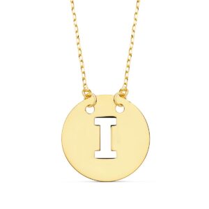 18K COLGANTE LETRA " I " 15 MM CADENA FORZADA 42 CM