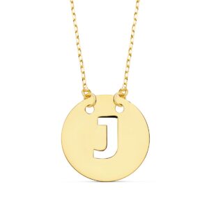 18K COLGANTE LETRA " J " 15 MM CADENA FORZADA 42 CM