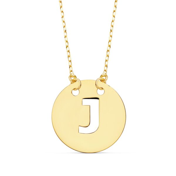 18K COLGANTE LETRA " J " 15 MM CADENA FORZADA 42 CM