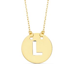 18K COLGANTE LETRA " L " 15 MM CADENA FORZADA 42 CM