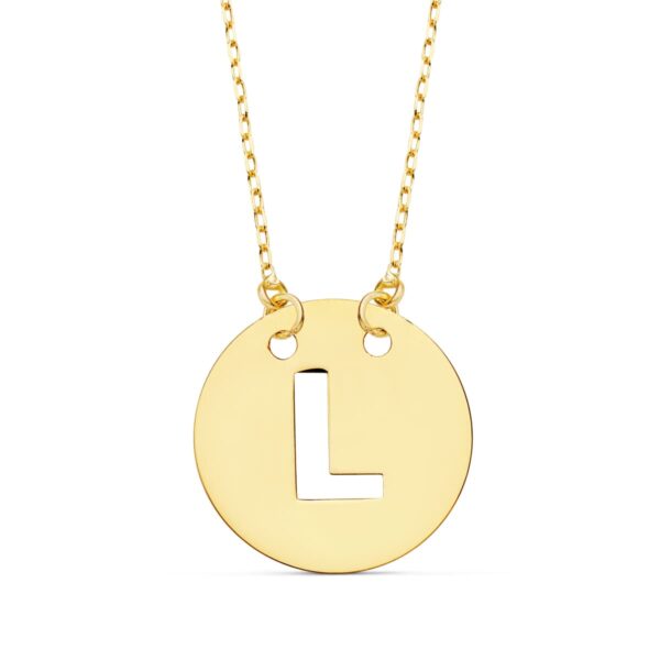 18K COLGANTE LETRA " L " 15 MM CADENA FORZADA 42 CM
