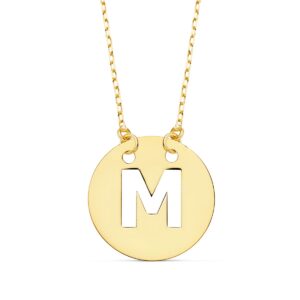 18K COLGANTE LETRA " M " 15 MM CADENA FORZADA 42 CM