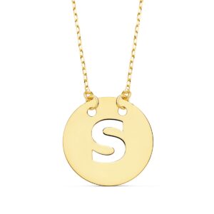 18K COLGANTE LETRA " S " 15 MM CADENA FORZADA 42 CM