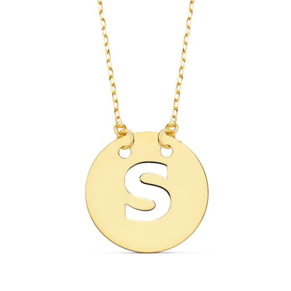 18K COLGANTE LETRA " S " 15 MM CADENA FORZADA 42 CM
