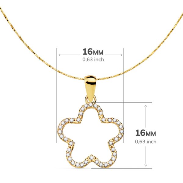 18K COLGANTE ESTRELLA CIRCONITAS 16X16 MM CADENA VENECIANA 42+3 CM - Imagen 3
